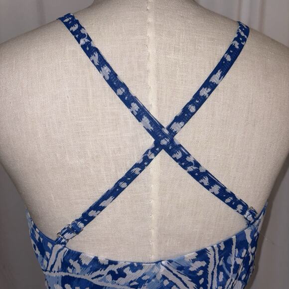 BOSTON PROPER Blue White Paisley Print Boho High Low Sundress Size 8 EUC - Picture 8 of 13